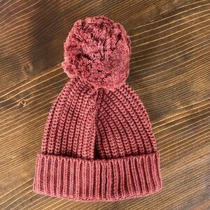 Jamie Kay Burgundy Knit Pom-Pom Hat